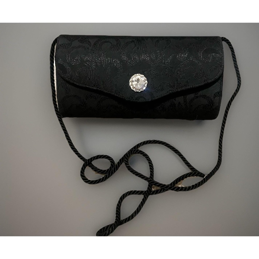 Y2K Carey Adina‎ Satin Black Clutch Small Black Rope Shoulder Evening Bag